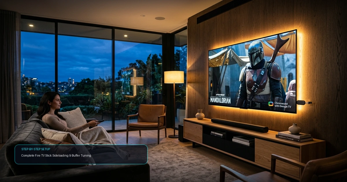 Amazon Fire Stick 4K Streaming Setup in Australia: Luxury Living Room Media Console with Ambient Glow